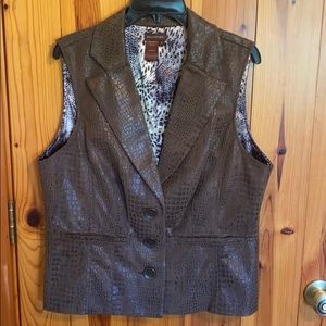 Multiples Faux Snakeskin Brown Vest